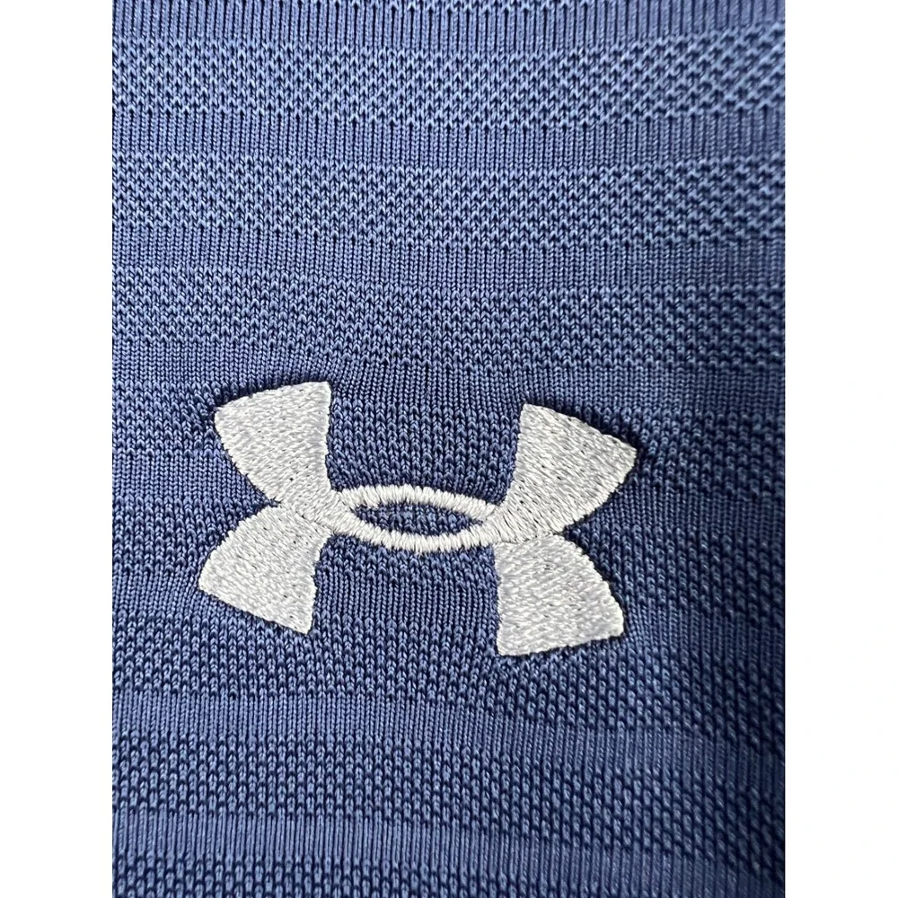 Under Armour Polo Shirt Mens Large Blue Excellent Short Sleeve Golf Activewear